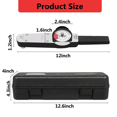 0-100 Nm Dial Indicator Torque Wrench For Accurate Torque Testing Indicating Torquemeter Precision TLB Tool With Adjustable Zero Handy Wrench Design For DIYers And Pros, shown with case