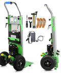 Heavy Duty Electric Stair Climbing Hand Truck With Upgraded Rubber Tracks And Height Adjustable Tray Carrying 900 Pounds lithium battery and safety rope, tools included.
