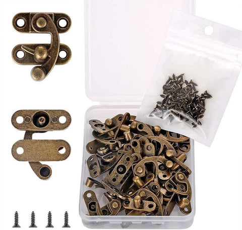 20 Pieces Jewelry Box Latches Set Thickened Solid Bronze Tone Antique Style Box Latch With Zinc Alloy Construction Includes 80 Replacement Screws Right Latch Buckle For Secure Elegant Storage