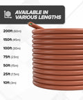 Coiled 18 Gauge 6 Conductor Thermostat Wire 150 Feet Brown Low Voltage Cable For HVAC shown with length options.