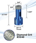 SALI blue diamond core drill bit for tile, 3/4 in diameter, 5/8-11 thread, vacuum brazed hole saw, front view