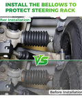 Difference before and after installing Club Car DS Steering Rack Dust Boot for 1997 and Up Golf Carts Fits Gas and Electric