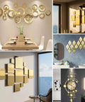 Adrattnay gold acrylic mirror sheets, 3-pack 8x8 inches, 1/8 inch thick, glossy Plexiglass panels for DIY decor.
