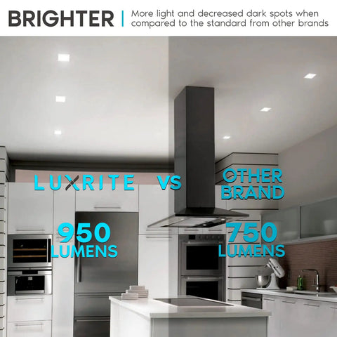 4 Inch Square LED Recessed Can Lights Kit Dimmable Retrofit 950 Lumens in modern kitchen setting