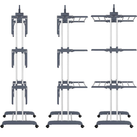 Top Shelf Oversized Four Tier Clothes Drying Rack With A Built Tough Foldable Frame Plus Side Wings For Hanging Laundry Towels Shoes And Quilts Roomy Air Drying Setup, showing four tiers and sturdy frame.