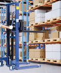 Manual Pallet Stacker 2200 Lbs Capacity Hand Pallet Forklift with 63 Inch Lift Adjustable Forks Fixed Legs for Warehouse