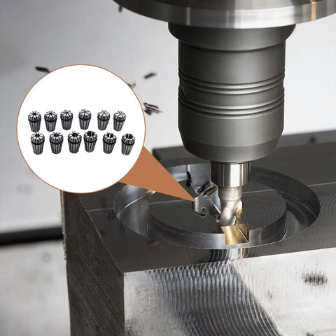 ER16 Spring Collet Set 1/32 To 3/8 Inch Carbon Steel For CNC Workholding Engraving And Milling Lathe Tools 12 Pack With Rock Solid Grip And Quick Clamp used in CNC milling machine