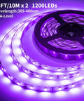 66 Foot Black Light Strips With Remote Control Dimmable Flexible Fluorescent Tape Lights 1200 LEDs