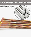 Beefy Heavy Duty Self Tapping Wood Screws 3 Inch Size 10 Flat Head Phillips 100 Piece Kit Galvanized Carbon Steel Brass Finish, gold screws