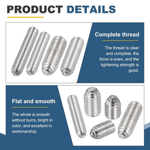 Heavy Duty Ball Point Set Screws M5x6mm 304 Stainless Steel Hex Socket Spring Plungers Grub Screw For Industrial Machines