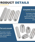 Stainless Steel M16x25 Ball Point Set Screws With Hex Socket Spring Plungers for Industrial Gear, Pack of 6, complete thread view