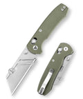 Folding Utility Knife With 2.62 Inch Razor Blade, 5 Extra Replacement Blades, EDC Camping Knife With Pocket Clip, Green Micarta Handle