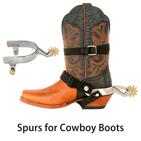 Stainless Steel Horse Spurs For Men And Women, Rustproof Boot Spurs With Brass Swing Buttons, American Style Cowboy Spurs