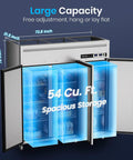 Solid Commercial Upright Freezer And Refrigerator Combo Fifty Four Cubic Feet with three doors and spacious interior for restaurants and kitchens.