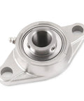 Heavy Duty Stainless Steel 2 Bolt Flange Bearing Unit Set Screw Lock 1 3 4 Inch Bore front view