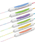 Dual Color Highlighter Pens Set With One Stroke Two Colors 6 Vibrant Inks 3 Curve Shapes Acid Free No Bleed Ideal For Note Taking Journaling Underlining School Office And Art Projects shown with color lines
