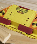 Crown Molding Cuts Made Super Easy With This Solid Miter Saw Jig for 38 45 52 degree angles with red grips.