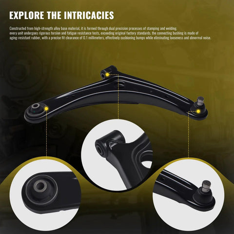 Close-up of Mitsubishi Front Suspension Kit 10 Piece Upgrade, showing front lower control arm details for Lancer and Outlander.