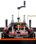 Ultimate Slab Flattening Router Sled with 3-Axis Gantry Jig and 3.5 Inch Router Lift in front view, premium aluminum.