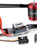 Beefed Up High Performance Brushless Motor And 80 Amp ESC Combo For One Eighth And One Tenth Scale RC Crawlers Including Axial SCX10 And TRX 4 TRX 6 Off Road Trucks With USB Linker Speed Control Programming, shown with motor and ESC.