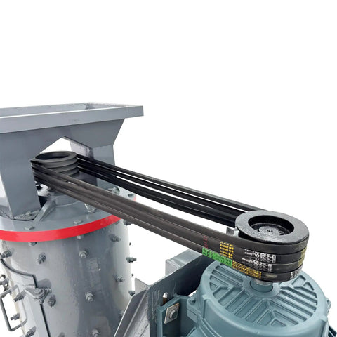 Close-up of Beast Rock Crusher And Sand Making Machine belt mechanism, 220V 3 phase electric shatter pulverizer detail.