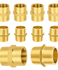 10 Pack Brass Pipe Fittings 1 Inch Male Adapter and 1 Inch Female Adapter NPT Hex Nipples for Plumbing