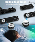 Hidden Door Hinge With Dual Bearing Design For Secret Doors Murphy Door Bookcase Installations Rotating Silent Hinge Kit Heavy Duty Pivot Hinge Supports Up To 580 Pounds Ideal For DIY Carpenters And Secret Room Bookshelf Projects.
