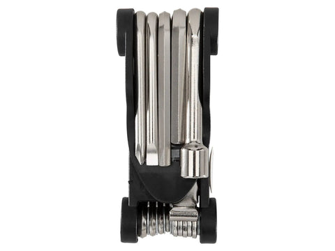 18 Function Bike Repair Tool Kit with wrenches, screwdrivers and tire levers, ultra portable multi tool, folded side view