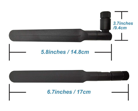 High Gain 9 dBi Wideband Omni Antenna for 3G 4G LTE Networks 698 2700 MHz with SMA Male Connector, sizes 5.8 and 6.7 inches