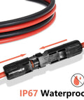 Beefy 15ft Black And Red 10AWG 6mm2 Solar Panel Extension Cable Set of 2 with IP67 waterproof male and female connectors