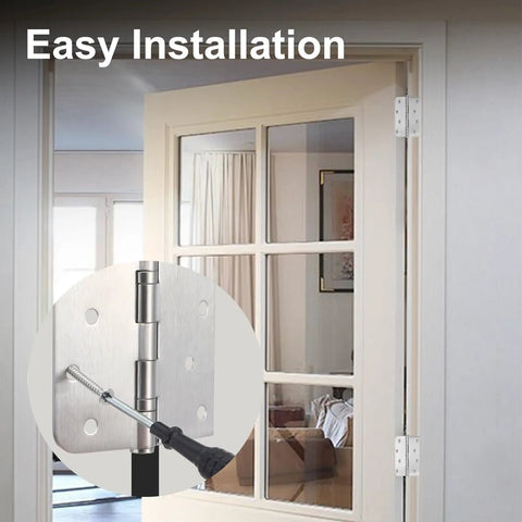 Top Shelf Heavy Duty 304 Stainless Steel Door Hinges 3 Pack 4x4 Inch Rust Proof Corrosion Resistant exterior door installation image.