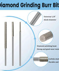 Diamond Burr Set For Carving And Engraving, Pro Grade 8 Piece Long Shank Diamond Grinding Bits For Dremel Rotary Tools diagram