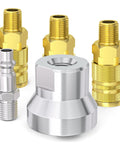 Three Way Aluminum Air Manifold And Splitter For Pneumatic Hoses, Four Port Quick Connect Socket For Shop Use, metal parts