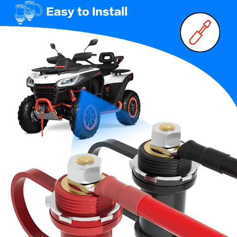 Remote Battery Jump Post Heavy-Duty Three Eighth Inch Stud Waterproof Terminals With Cover And 6AWG 1.2M Cables