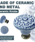 Slick Light Blue Ceramic Cabinet Knobs Six Pack For Kitchen Drawers And Cupboards Dreamy Matte Finish Dead Simple Setup Easy Grip Top Shelf Home Refresh With Tool Kit, textured floral pattern