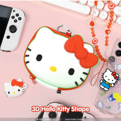 Hello Kitty Nintendo Switch Cartridge Case Zip Storage Wallet 36 Game Capacity with 12 Slots on pink background