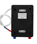Slick Wall Mounted Electric Tankless Water Heater With 4500W Stainless Core back view showing connections and label details.