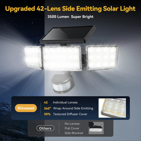 Hella Bright Solar Flood Lights With 168 Led Motion Sensor 3 Head Wide Angle Mount Rock Solid Ip65 Waterproof Security Spots For Yard Heavy Duty Three Mode Light Black Two Pack