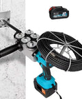 Cordless Wall Wiring Threading Machine With Auto Cable Pull And One Touch Control, featuring a durable handle and wire spool.