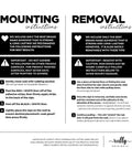 Mounting and removal instructions for Small And Elegant Designer Acrylic Bathroom Sign 3.5x5 Inches With Adhesive Included.