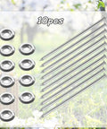 Tough As Nails 6 Inch Stainless Steel Patio Rug Stakes Set for Outdoor Use, 10 stakes with washers on grass background