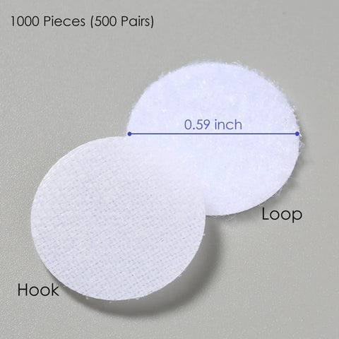 JUMINIZ white 0.59-inch adhesive hook-and-loop fastener dots, circular, 1000 pieces (500 pairs)