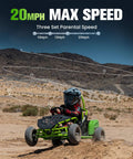 Child riding Hardcore Electric Go Kart With 1000W Brushless Motor, 48V Battery, Steel Tubular Frame in desert landscape