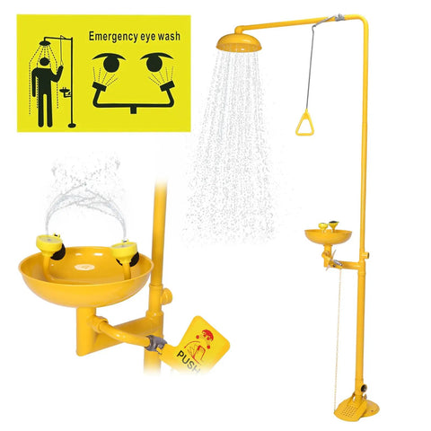 Industrial Grade Eye Wash And Shower Station Built Tough With 304 Stainless Steel Integrated System NPT Thread Clear Signage