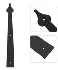 Decorative Garage Door Hinges And Handles Hardware Kit In Black Spear Style, strap hinge details, screw mounted for exterior use