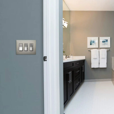 450W Preset Decorator Rocker Dimmer Switch With Locator Light For Dimmable LED And CFL Bulbs Single Pole Or 3 Way 120V Nickel Finish
