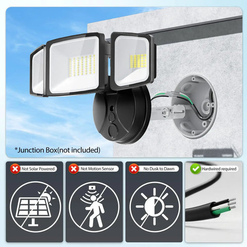 Heavy Hitter Led Flood Lights Outdoor 2 Pack 75W 7000Lm Switch Controlled Ip65 Waterproof Security Lighting With Three Adjustable Heads For Yard Garage And Driveway
