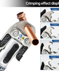 Workhorse Copper Pipe Crimping Tool For Narrow Spaces One Half Inch To One And A Quarter Inch Jaws Hydraulic Press Crimpers Portable Pliers Rotatable Head Up To Three Hundred Fifty Degrees Aluminum Alloy Body Built For Tight Spaces, crimping 3/4-inch copper pipe