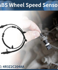Close-up of ABS wheel speed sensor with wiring harness, black plastic, for Ford Mustang 2005–2010