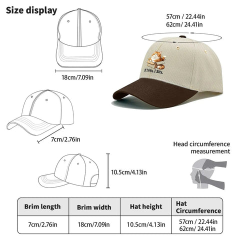 Cool Fit Womens Adjustable Hat With Breathable Top Vent Holes Lightweight All Day Comfort Ideal For Running Hiking Cycling Walking And Everyday Outdoor Wear Dope Value And Style, size diagram featuring dimensions and cartoon graphic